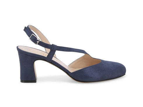 Melluso Décolleté Comodo Tallone Aperto con Cinturino Pelle Blu X517W-234425